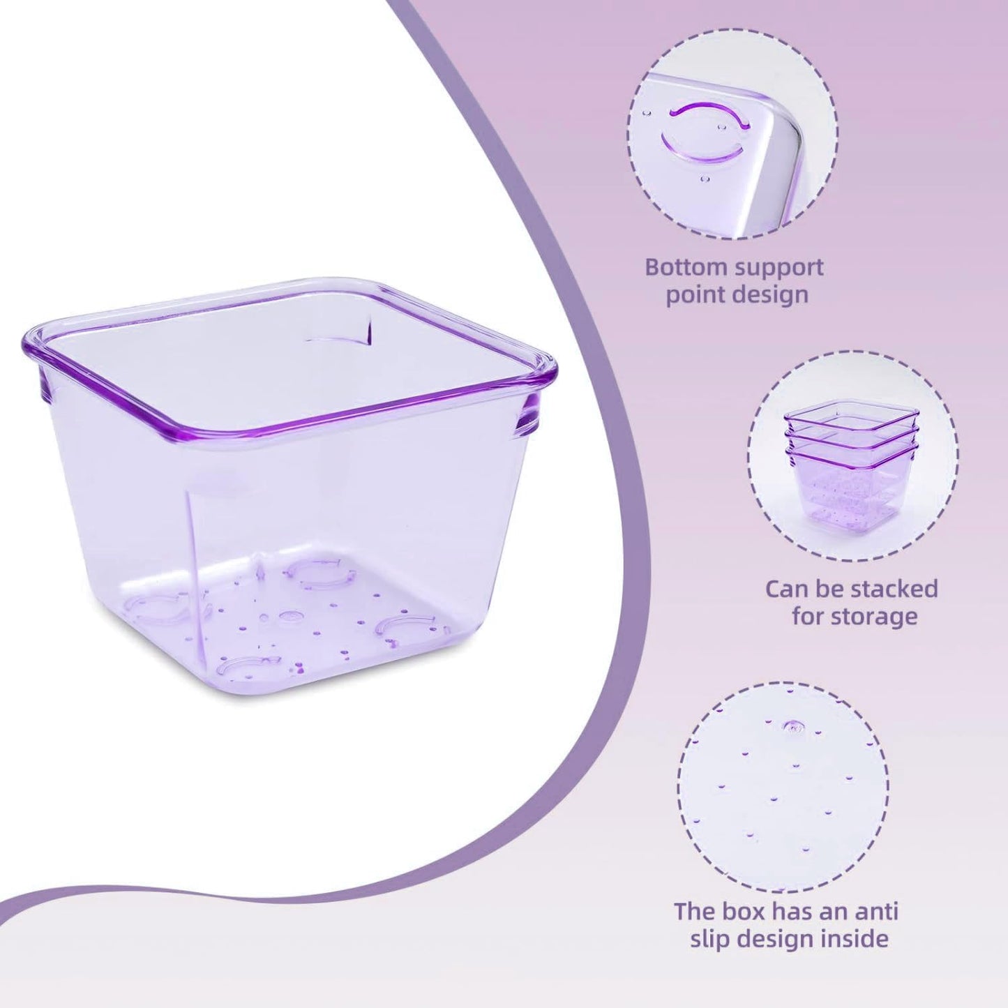 Kitchen Desk Drawer Organizers Storage for Office, Small Acrylic Vanity Trays Makeup Organizer for Drawer Bathroom Plastic Make up Organizers 25 Pcs Clear Purple