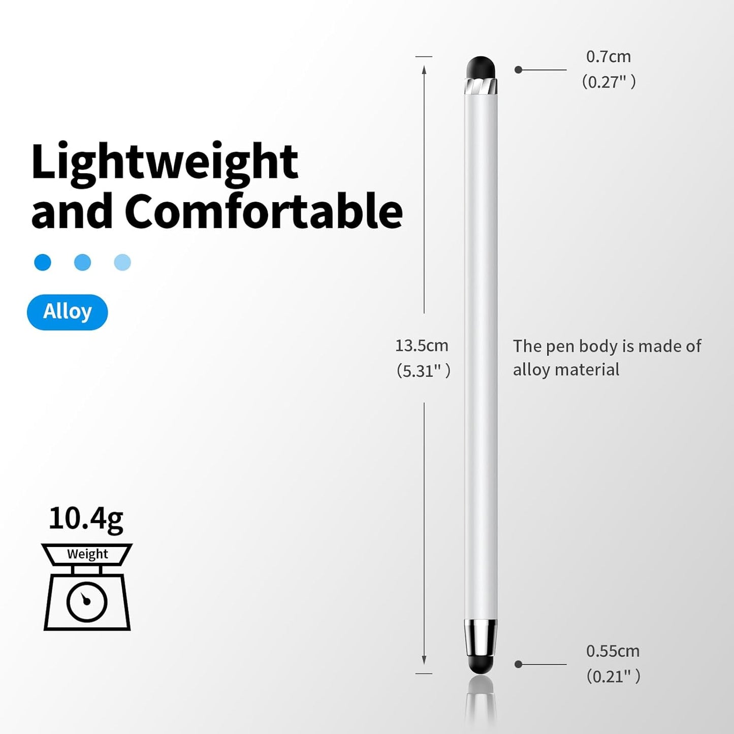 Stylus Pen for Touchscreen,5 PCS Stylus,Stylus 2-in-1 High Sensitivity Precision Suitable for Touch Screens of iPhone/ipad/Android Tablet(White)
