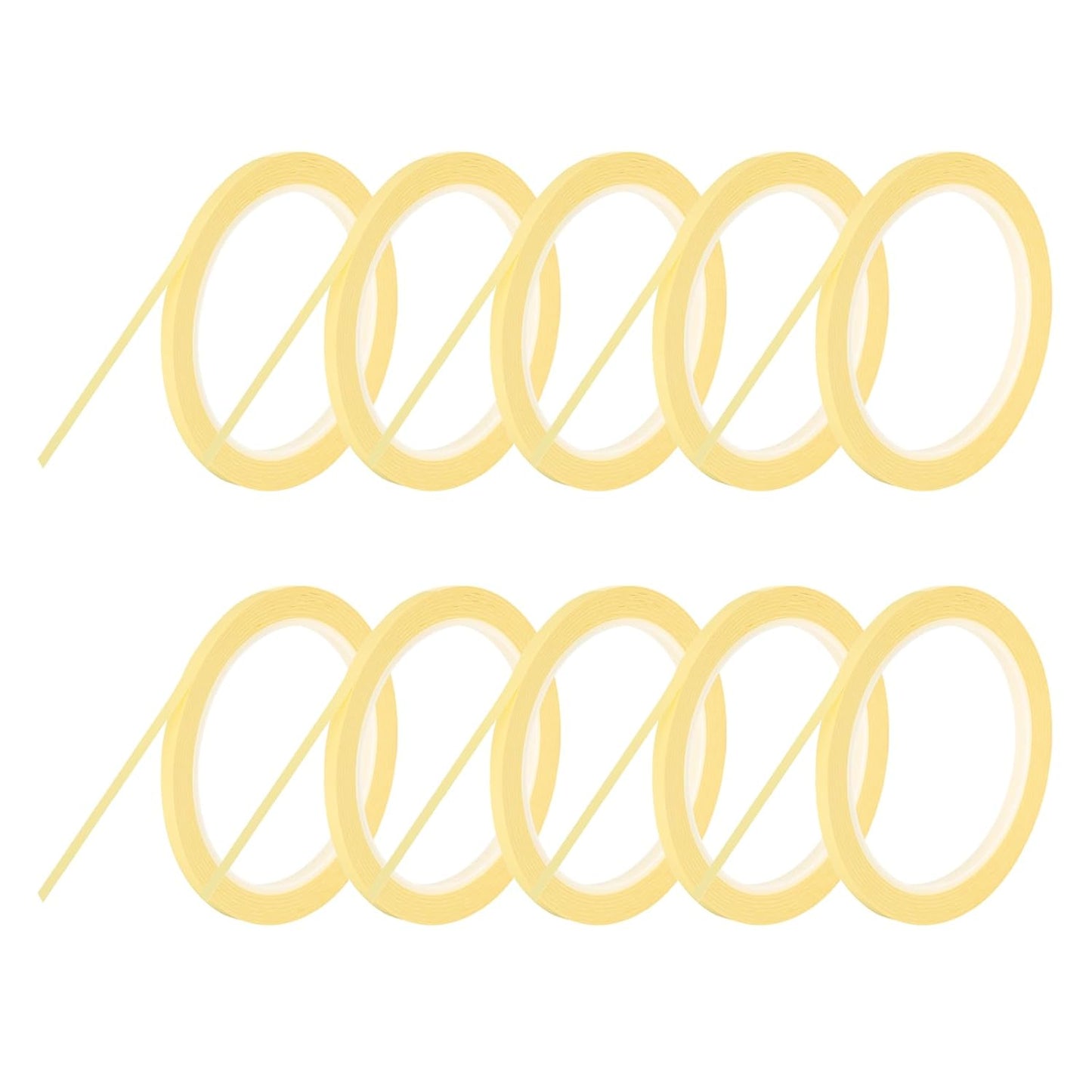 MECCANIXITY 10 Rolls Whiteboard Tape Graphic Chart Tape 5mm 54.7 Yard Art Tape Thin Self-Adhesive Pinstripe Tape Masking Tape for Gift Wrapping Craft Supplies, Light Yellow