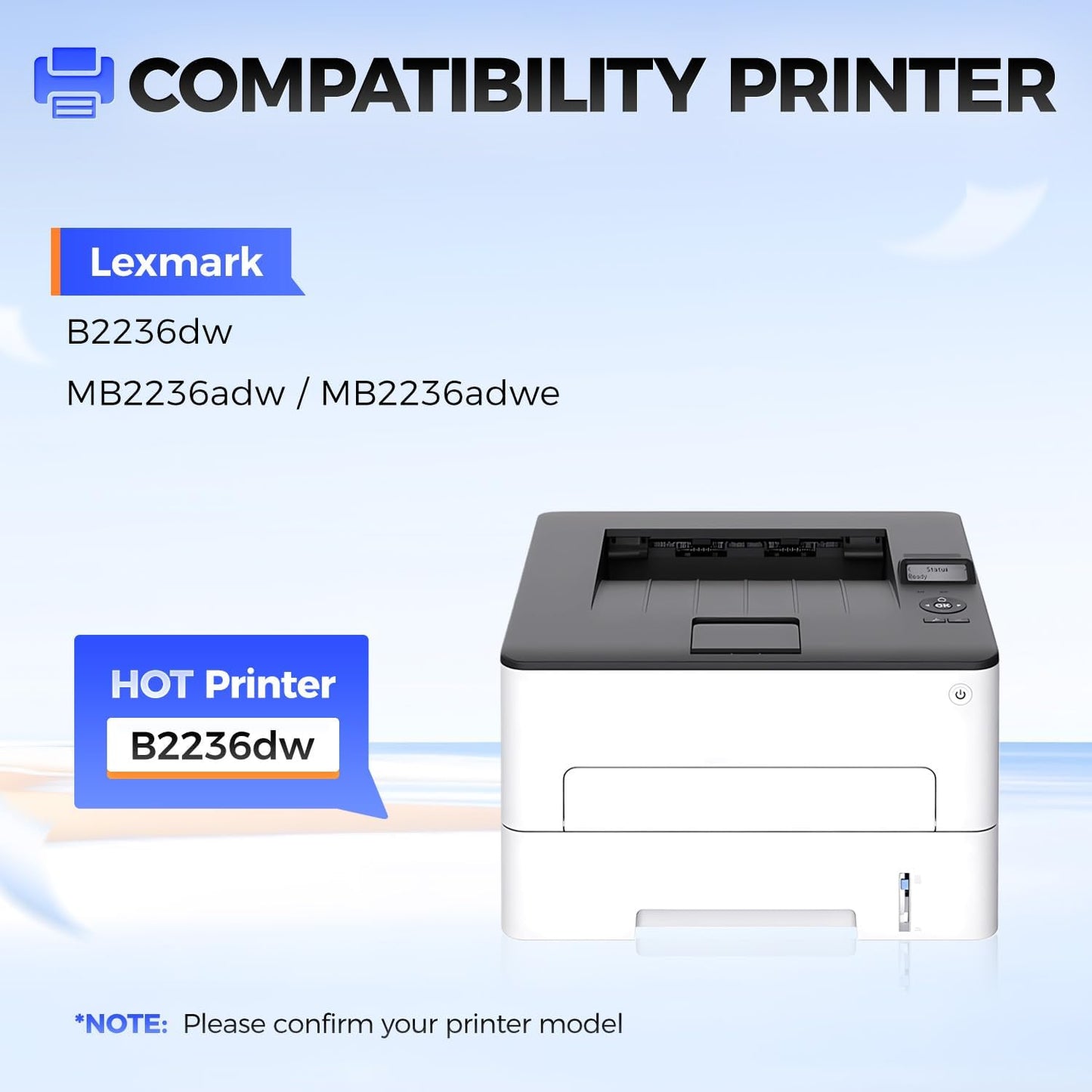 B220Z00 Imaging Unit (Not Toner) High Yield 1-Pack Replacement for Lexmark B220Z00 Drum Unit Compatible with Lexmark B2236 MB2236 B2236dw MB2236adwe MB2236adw Laser Printer Ink All-in-One 12,500 Pages