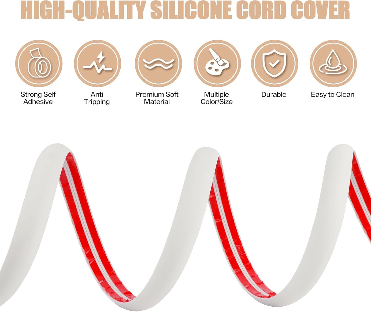 Floor Cord Cover Cable Cavity Self Adhesive Cord Hider Floor 10FT Floor Cable Management Power Cord Protector Floor Electric Cord Covers for Offices, Gym, Exhibitions (Beige, 1.97" x 10')