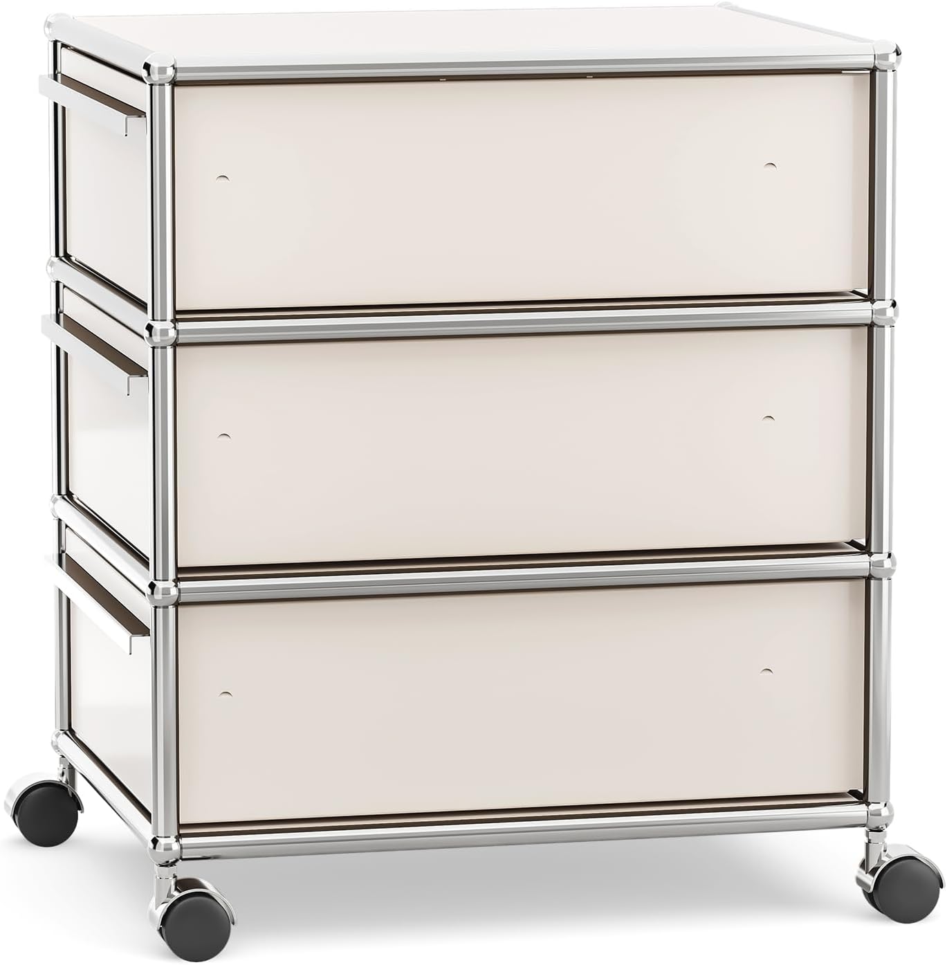 Steel Mobile File Cabinet for Office & Home with 360° Silent Wheels, Smooth Drawer Slides, Large Capacity, Waterproof and Rust-Proof, Stylish & Durable Storage Cabinet (3 Drawer, White)