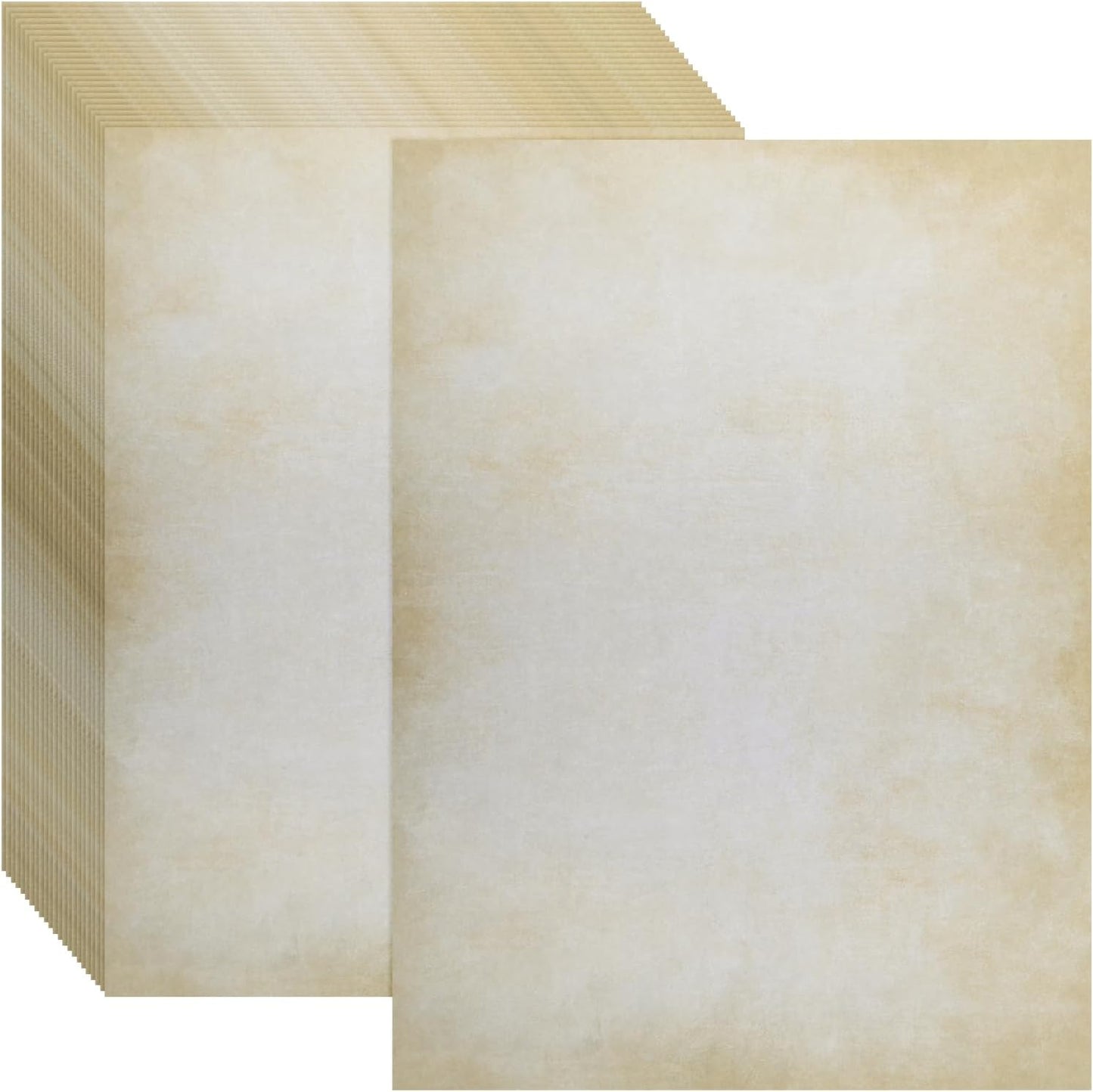 MECCANIXITY 24 Sheets Vintage Cotton Paper Printer Edge Paper Thick 120 GSM, Classic for Letter Writing, Invitations, Wedding-8 x 11 Inch,Textured White