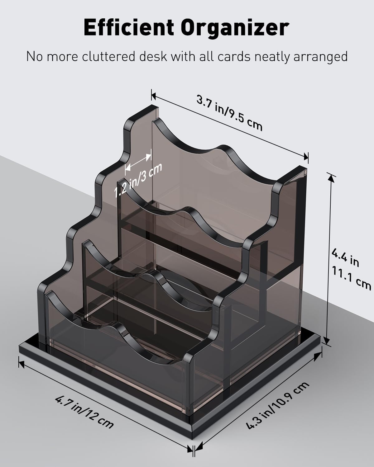 Uniclife Acrylic Business Card Holder for Desk 3 Slots Horizontal Business Card Display Stand for Men and Women Desktop Name Card Organizer Card Stand for Office Home, 180 Card Capacity, Black