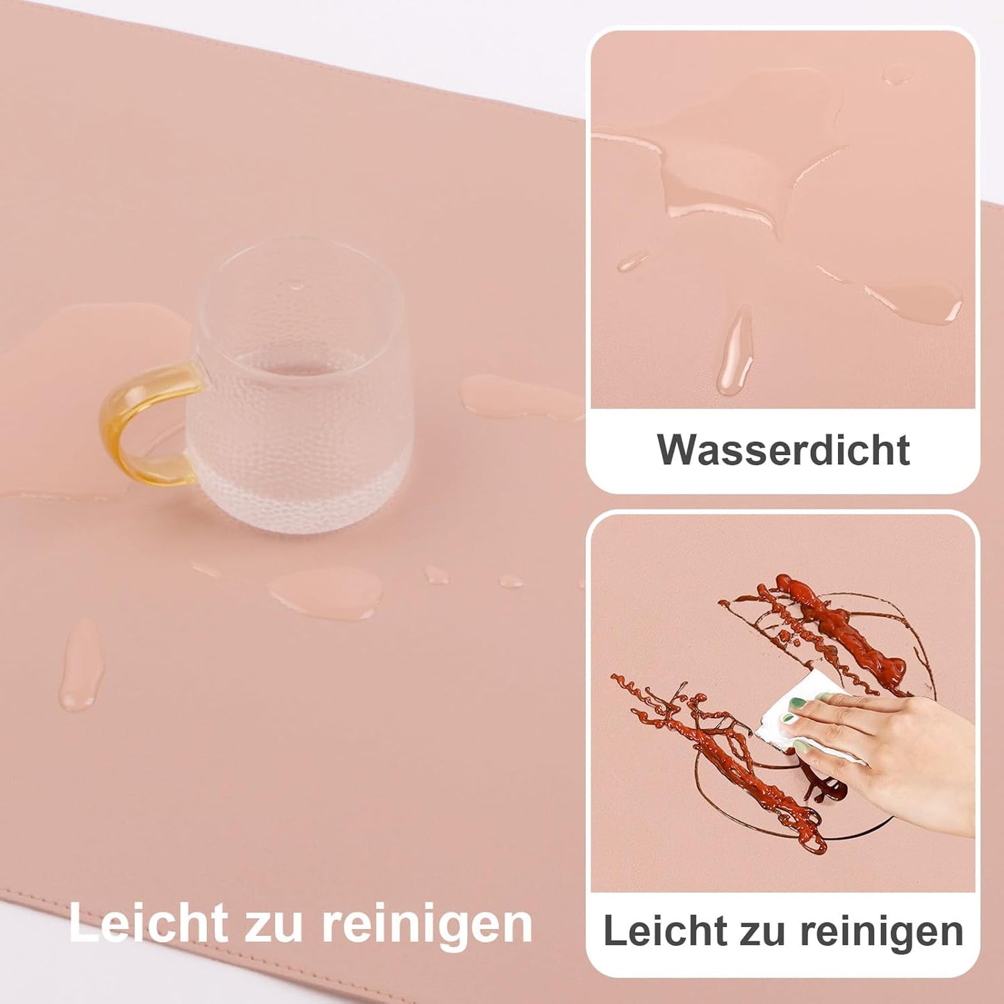 DAWNTREES Desk Mat Protector,PU Leather Desk Pad,Non Slip, Large Mouse Pad and Keyboard Mat, Waterproof Writing Pad for Office and Home (Pink,47.2''x23.6'')