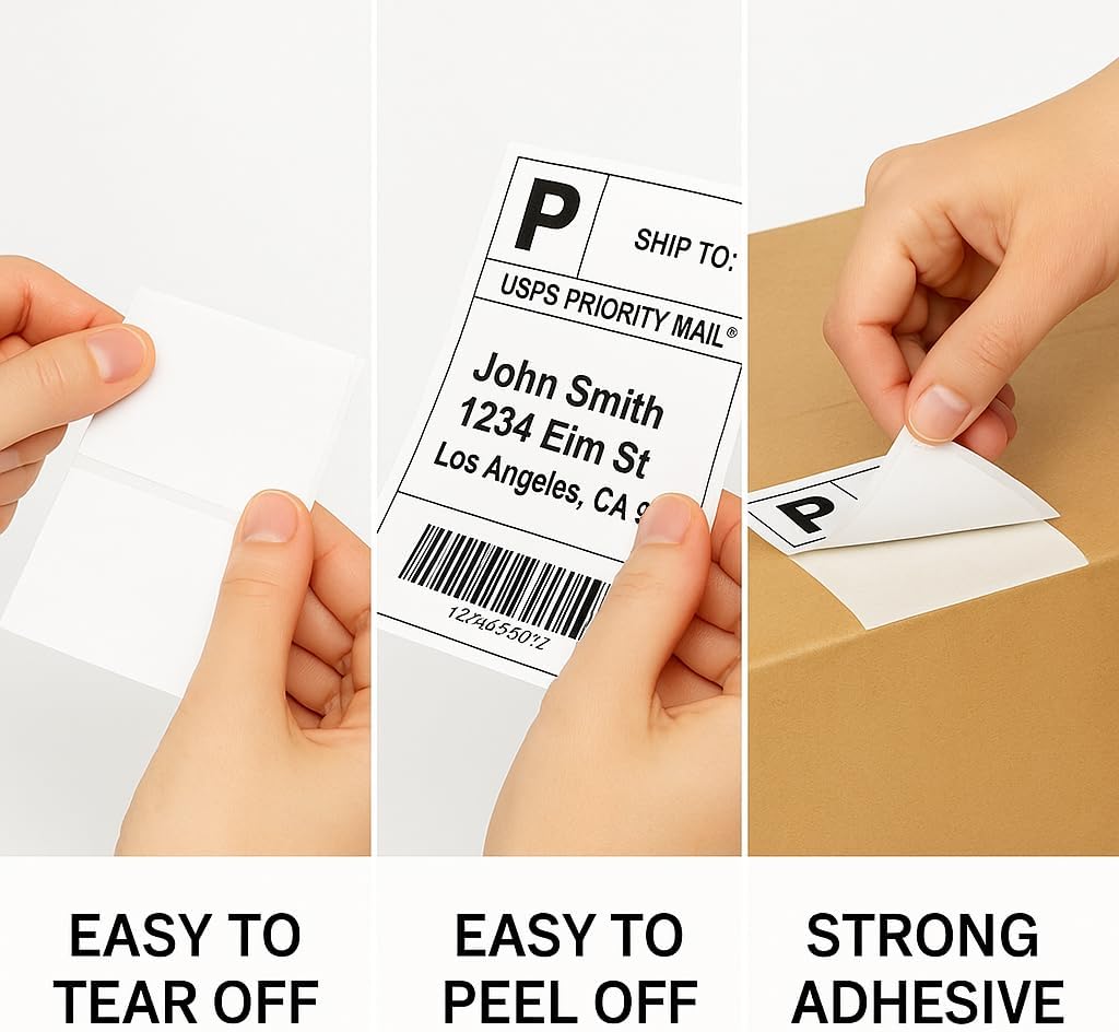 Compulabel 4" x 6" Direct Thermal Labels, White, 3" Core, Perforated, Permanent Adhesive, 3 Rolls, 1000 Labels per roll, 3000 Total