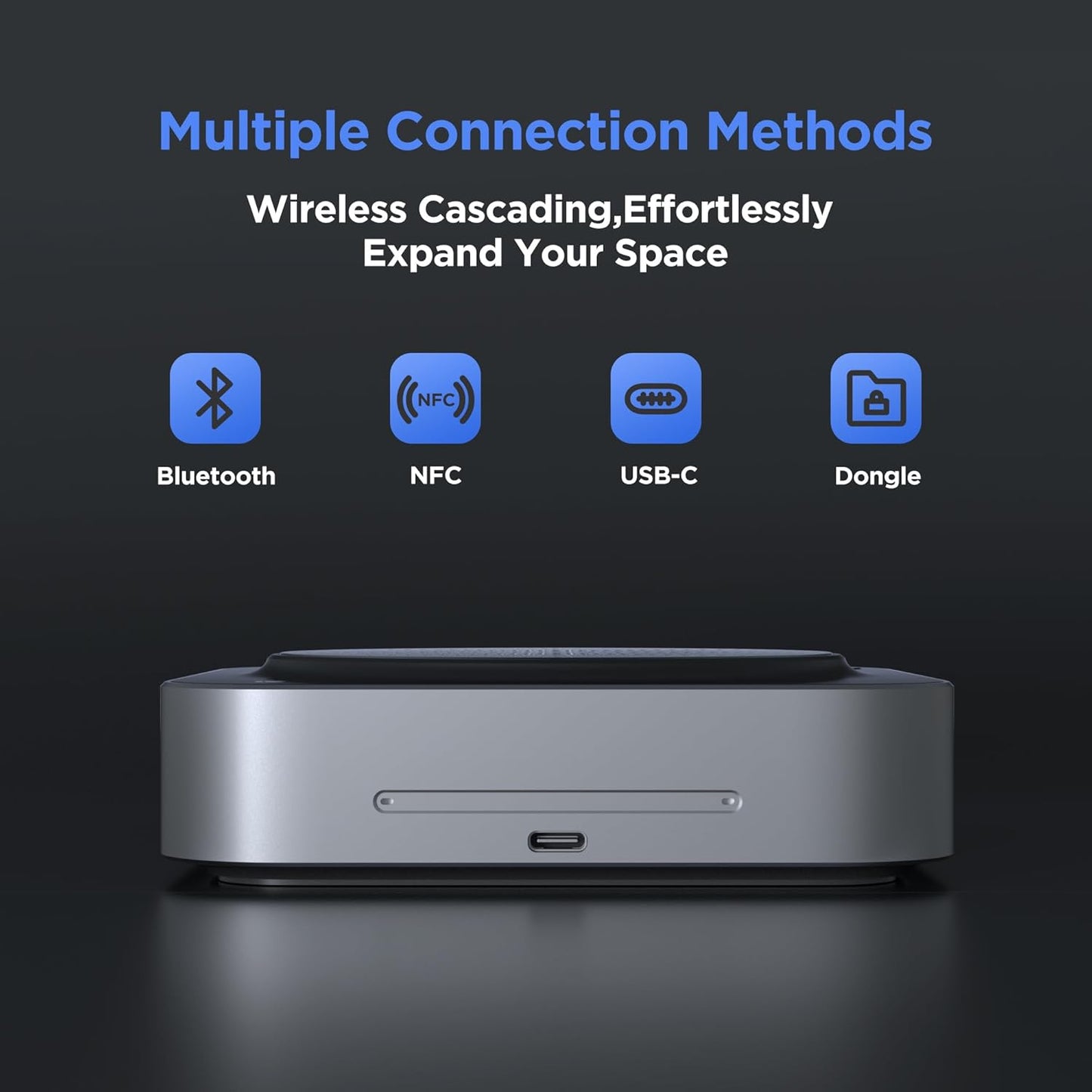 BM35 Wireless Bluetooth Microphone Conference Speakerphone, 360° Omnidirectional Sound Pickup 20ft Radius 8-Array Microphones, AI Noise Reduction NFC Wireless Quick Connection, 15H Talk Time