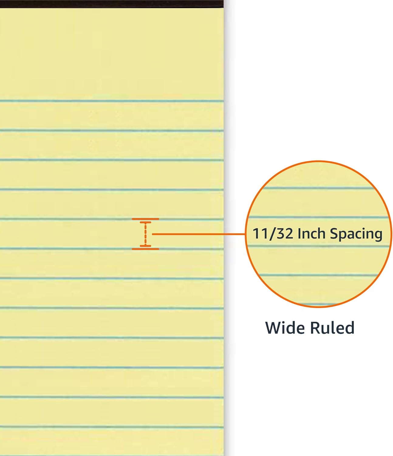 Amazon Basics 50 sheet Wide Ruled Lined Writing Note Pad, 8.5" x 11.75", 12-Pack, 600 Perforated Sheets, Canary
