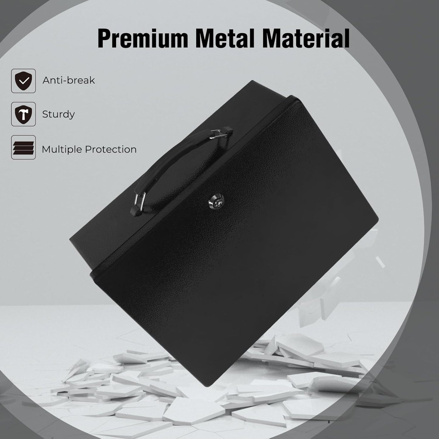 Fireproof Document Box,X Large Fire Resistant Safe Box with Key Lock for Home, Portable Fireproof Lock Box for Personal Items, Passport, Cash, Tablet, Exterior 13.2" x 11" x 4.13"