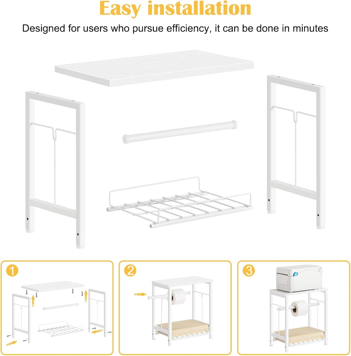 Label Holder Thermal Printer Sticker Stand Label Roll Holder for Rolls and Fan-Fold Labels, Desktop Printer Holder Label roll Dispenser for Small Business, Home Office Supplies, White