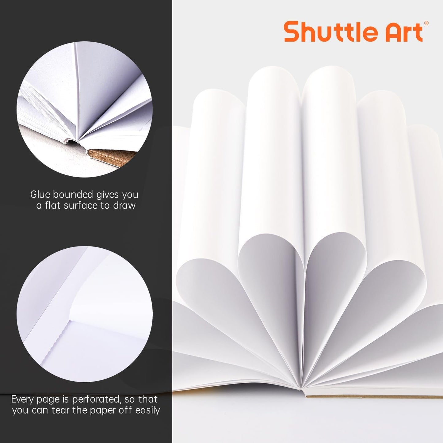 Shuttle Art Marker Pad, 8.3”x7.67” Portable Square Sketchbook, 50 Sheets Marker Drawing Paper, 98LB/160GSM Smooth Surface Bleedproof Art Paper, Glue-Bound, Great for Beginners to Draw, Paint & Sketch