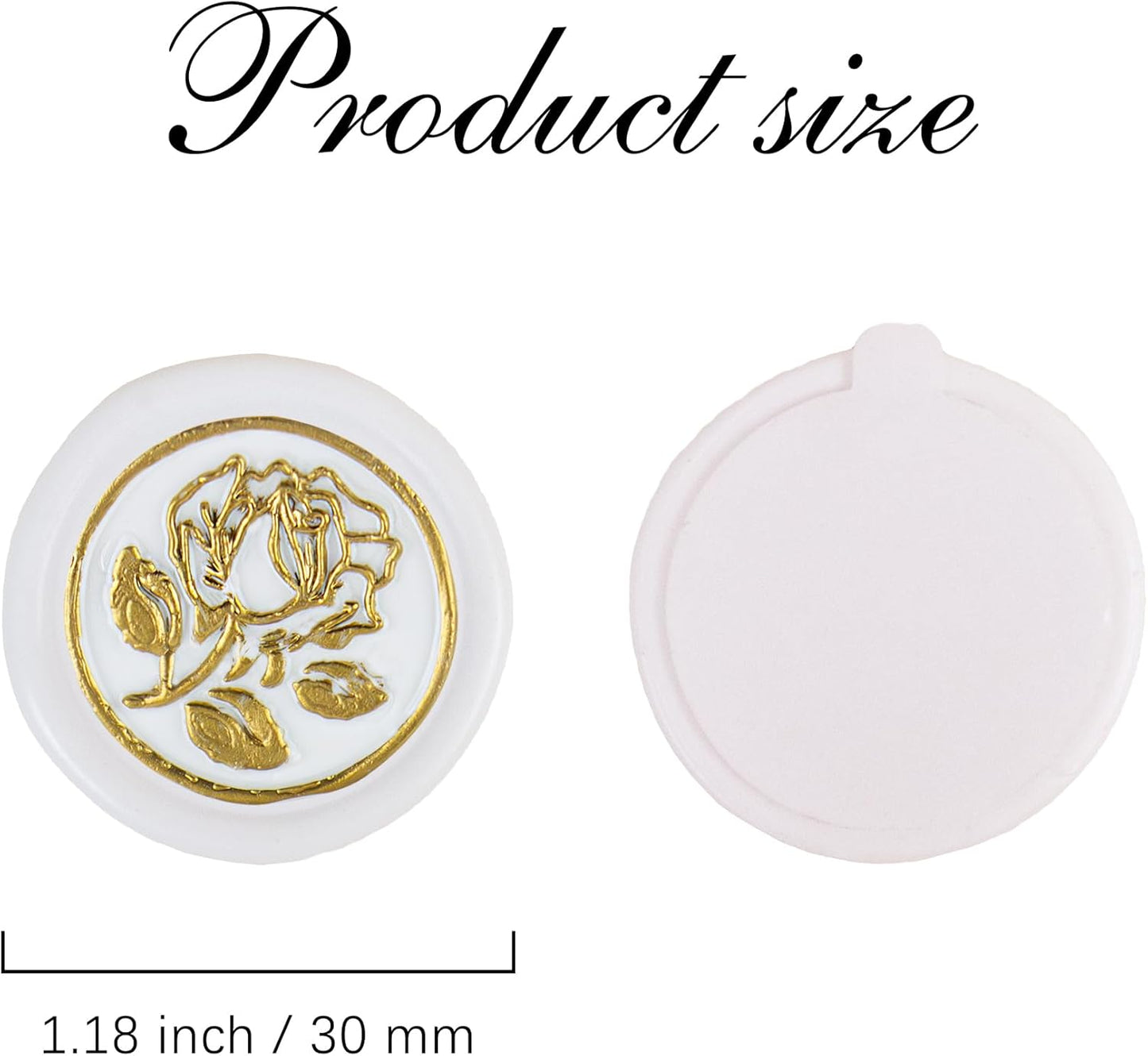 50Pcs Gold & White Wax Seal Stickers Handmade Envelope Seals Self Adhesive Wax Stickers for Wedding Party Invitations, Envelope, Gift Wrap, Christmas(Gold Rose Style, White Wax)