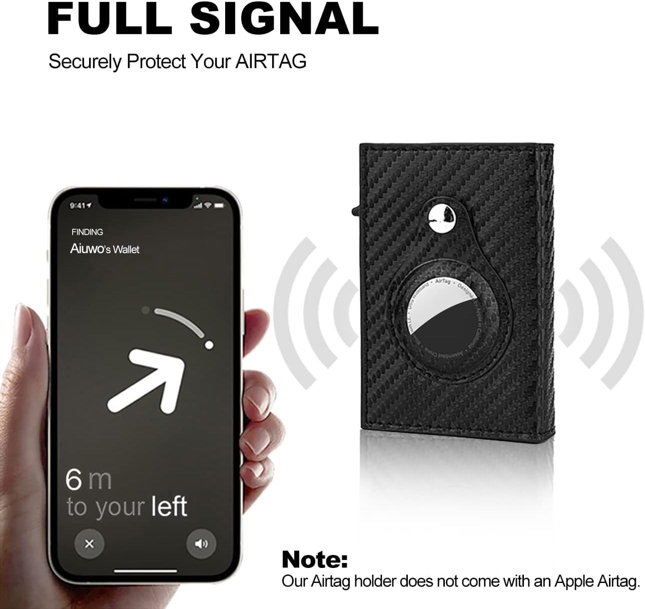 Aiuwo Airtag Wallet for Men,Mens Wallet Card Holder,Smart,Slim,Minimalist Wallet,Credit Cards Holder RFID Blocking Wallet (Airtag Wallet, Carbon Fiber)