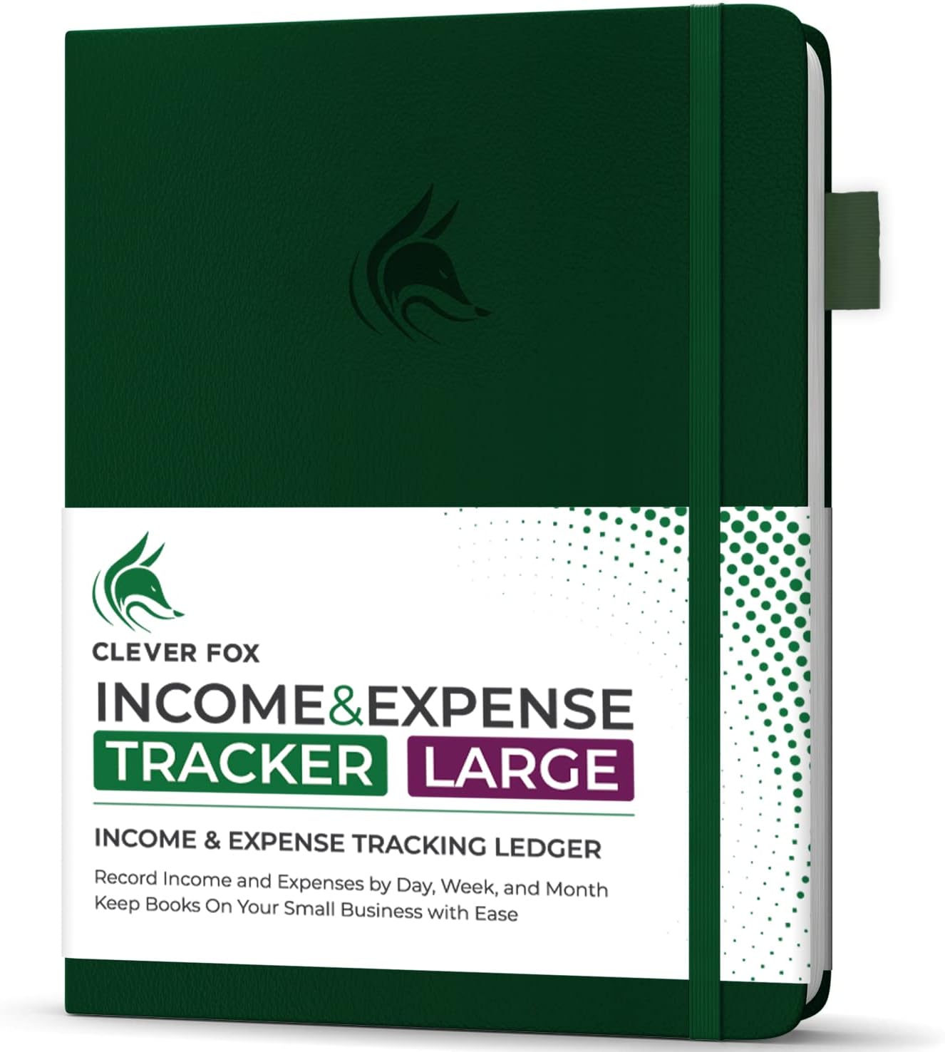Clever Fox Income & Expense Tracker Large – Accounting & Bookkeeping Ledger Book for Small Business – 2-Year Record Notebook, A4 (Dark Green)