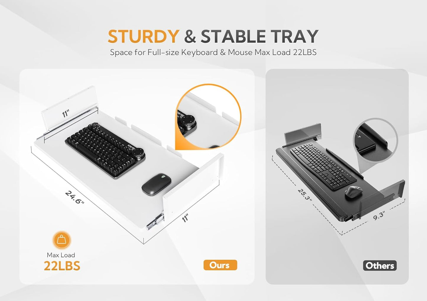 YDN Standing Desk, Height Adjustable Computer Desk with Keyboard Tray, 48 Inch White Ergonomic Desk for Home Office and Gaming