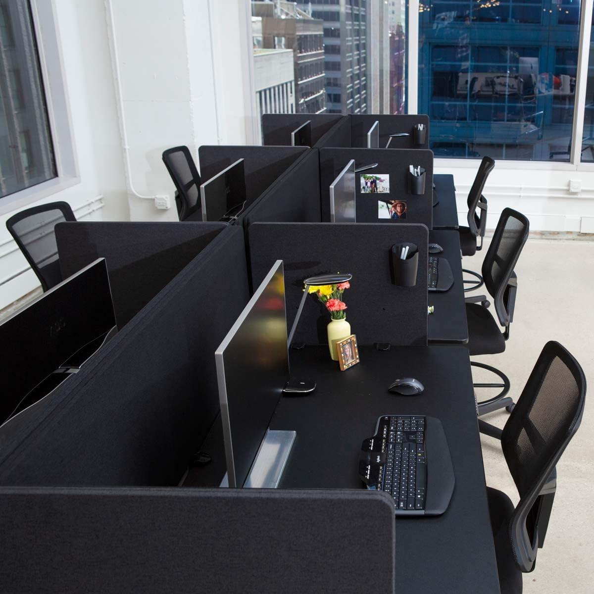 Stand Up Desk Store ReFocus Clamp-on Acoustic Desk Divider Privacy Panel That Reduces Noise and Visual Distractions (Ash Gray, 47.25" x 23.6", 23.6" x 23.6", & 23.6" x 23.6")