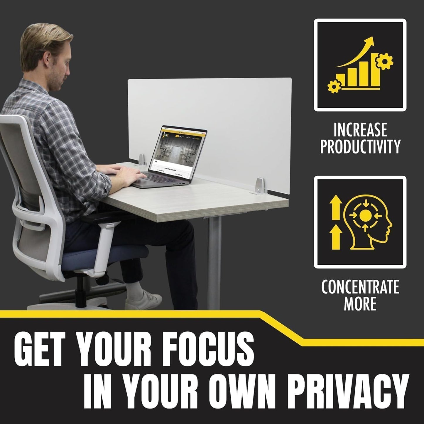 OBEX Clear Acrylic Desk Mounted Privacy Panel, 12" x 24", Clear