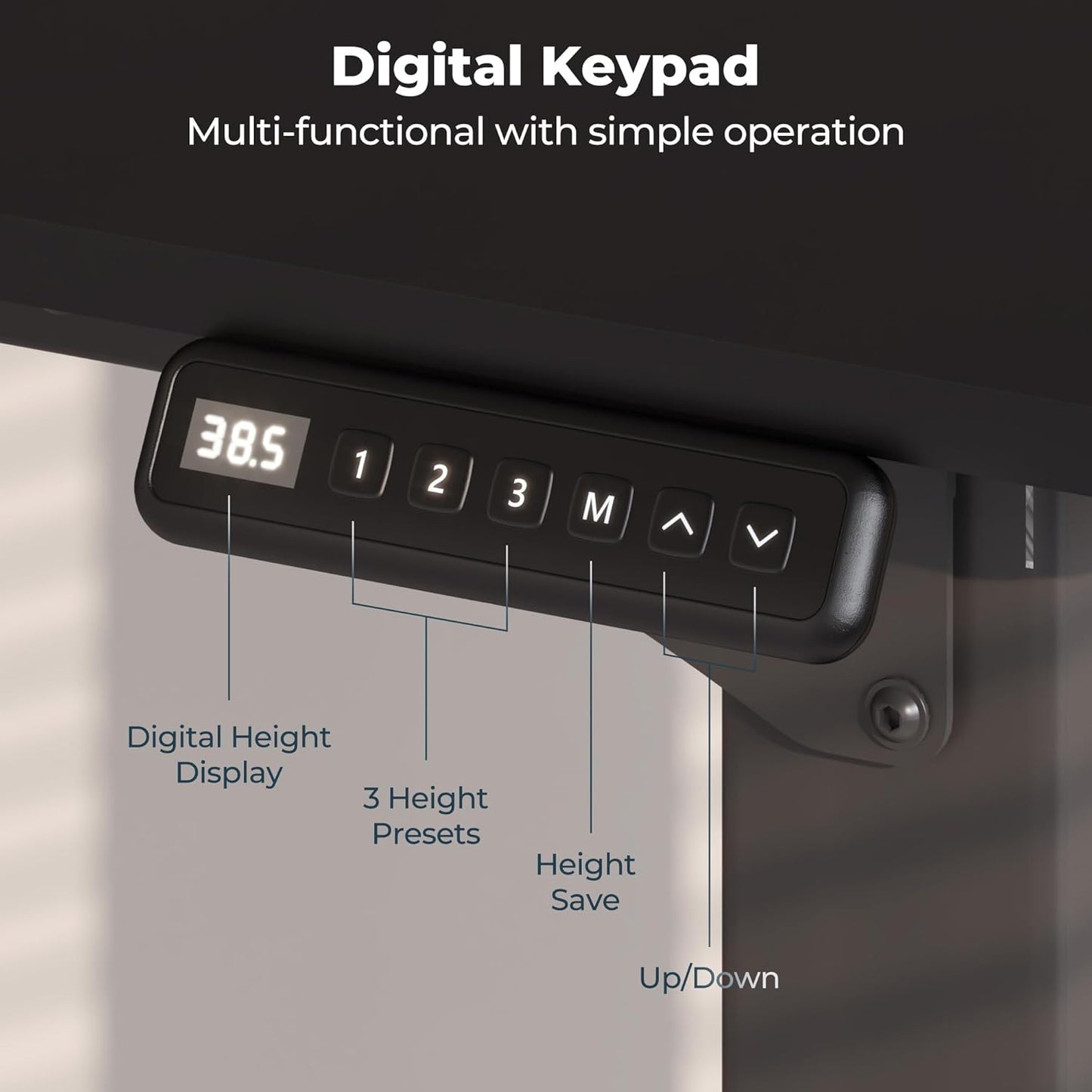 4 Legs Standing Desk, Large 55x28 Inches Electric Adjustable Height Desks with Splice Board, Stand Up Desk Home Office Computer Workstation, Black