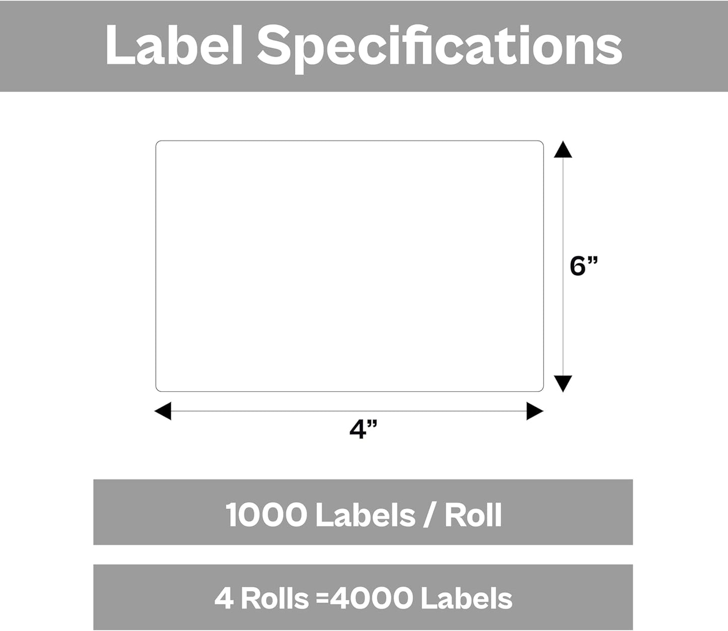 PSBM Thermal Transfer Labels, Orange, 4x6 Inch, 4 Rolls, 1000 Labels/Roll, 3 Inch Core, Perforated, Must Have Thermal Ribbon (Not Included)