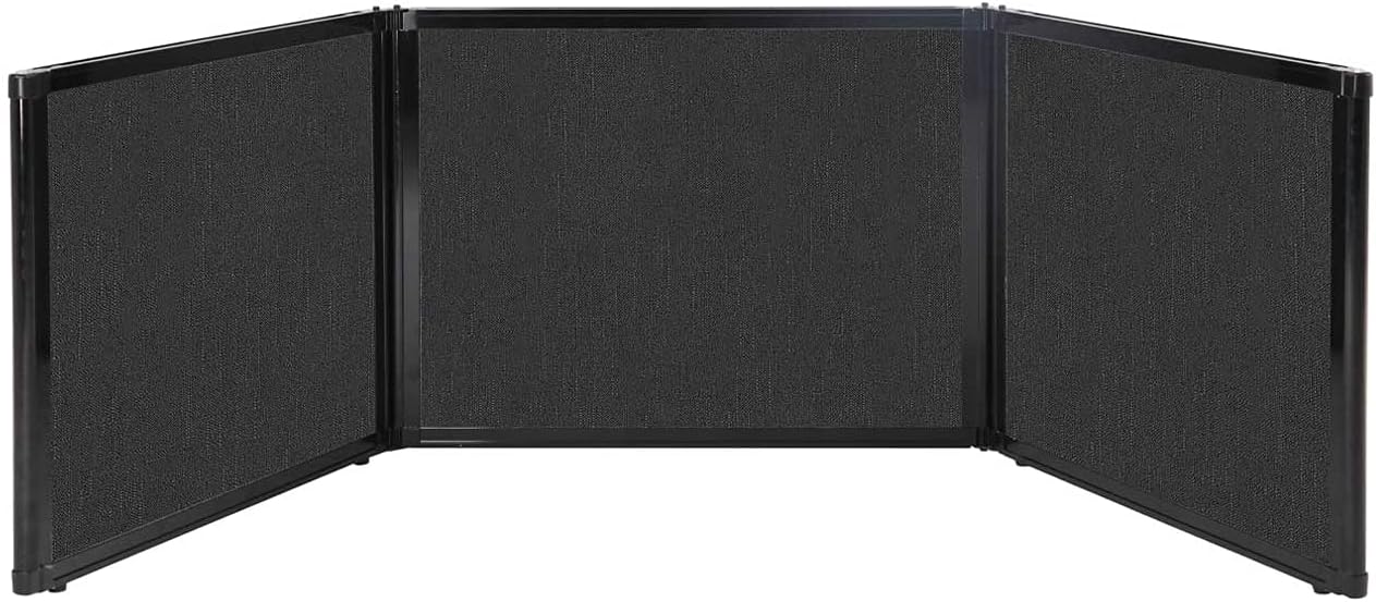 Versare Folding Tabletop Display | 3-Panel Partition | Lightweight Portable Workspace Divider | Black 99" x 24"