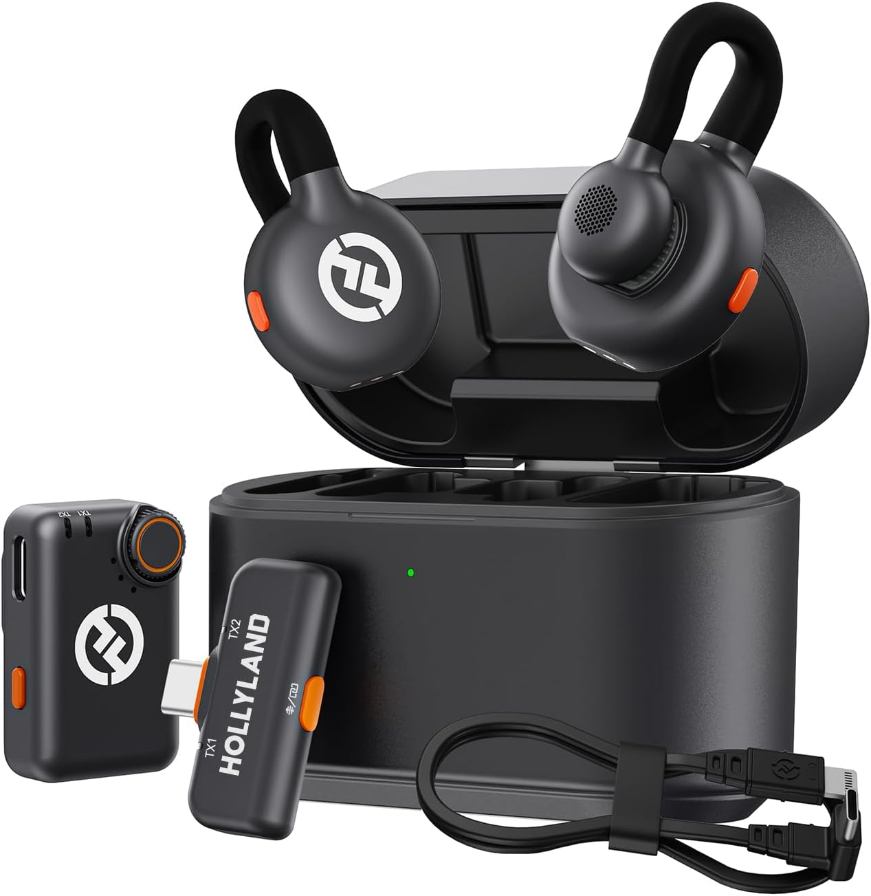 Hollyland Lark M2S Combo (Camera RX+USB-C RX+ Lightning Cable) Wireless Microphone for iPhone/Camera/Android/PC, Titanium Clip, Noise Cancelling, 30H Use, Vlog, Interview, Content Creation