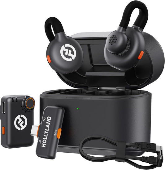 Hollyland Lark M2S Combo (Camera RX+USB-C RX+ Lightning Cable) Wireless Microphone for iPhone/Camera/Android/PC, Titanium Clip, Noise Cancelling, 30H Use, Vlog, Interview, Content Creation