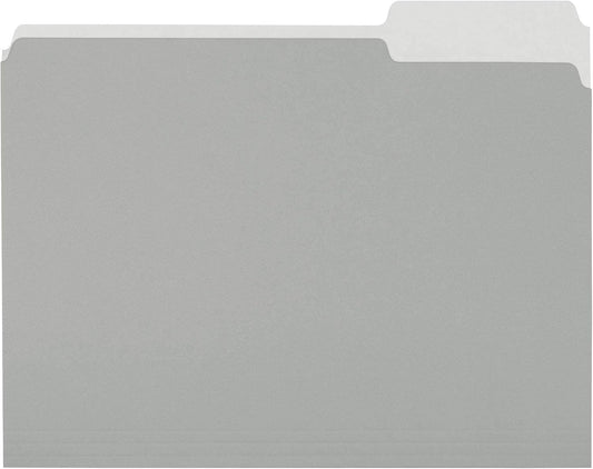 Amazon Basics File Folders, Letter Size, 1/3 Cut Tab, Gray, 36-Pack
