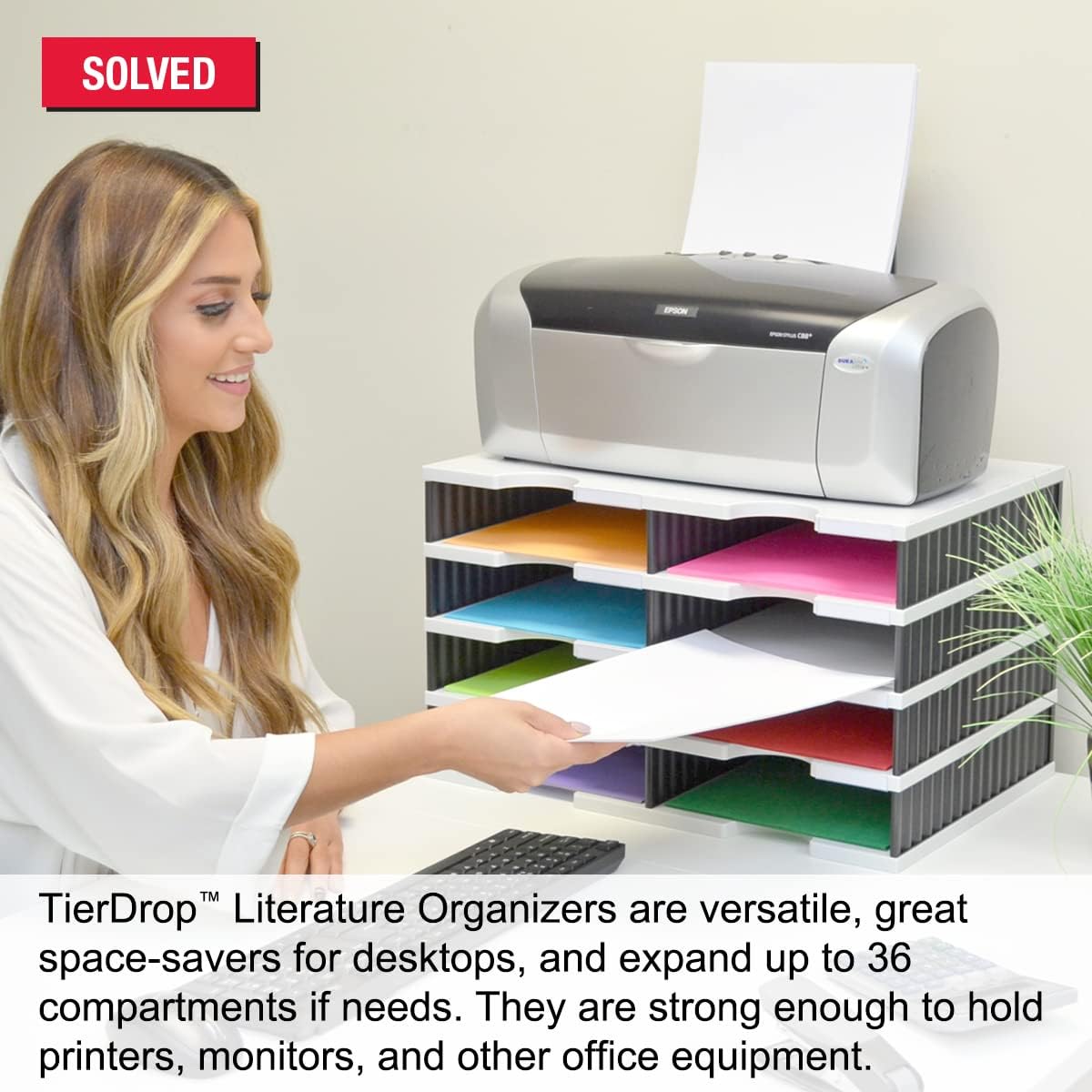 Ultimate Office TierDrop Standard 4-Compartment (add-on Module) - Sorts Documents, Forms & Mail - Durable Construction Features Expandable, Modular, No-Tool Assembly Design (Gray w/Black)