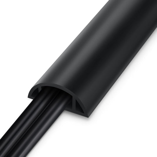 8.5FT Black Cord Cover Floor, Cord Protector, Floor Extension Cable Cover, Soft PVC Wire Covers - Cord Cavity: 0.7" (W) x 0.4" (H)