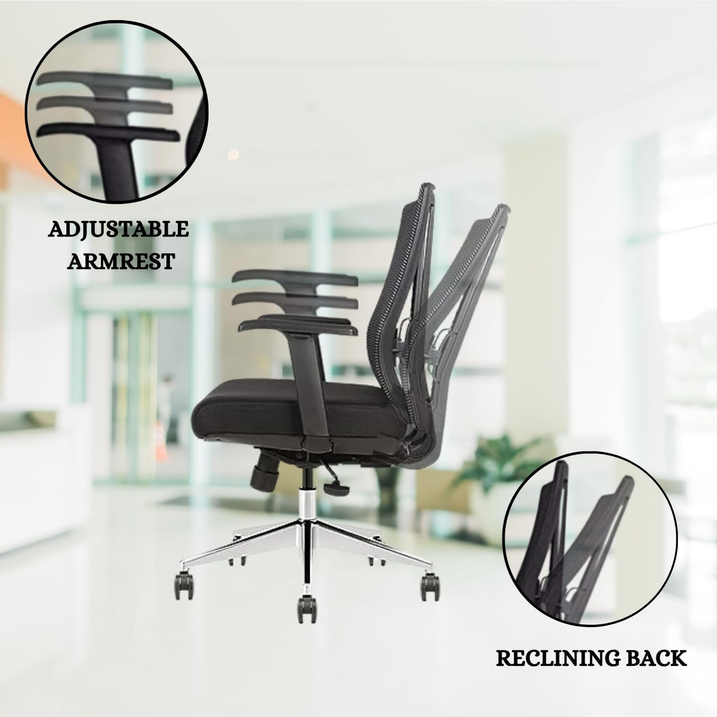 Ergonomic Conference Room Chair Mesh Back with Seat Slide - Adjustable Lumbar Support Computer Desk Chair with Height Adjustable Arms - 5-Star Polished Aluminum Base (Pack of 2)