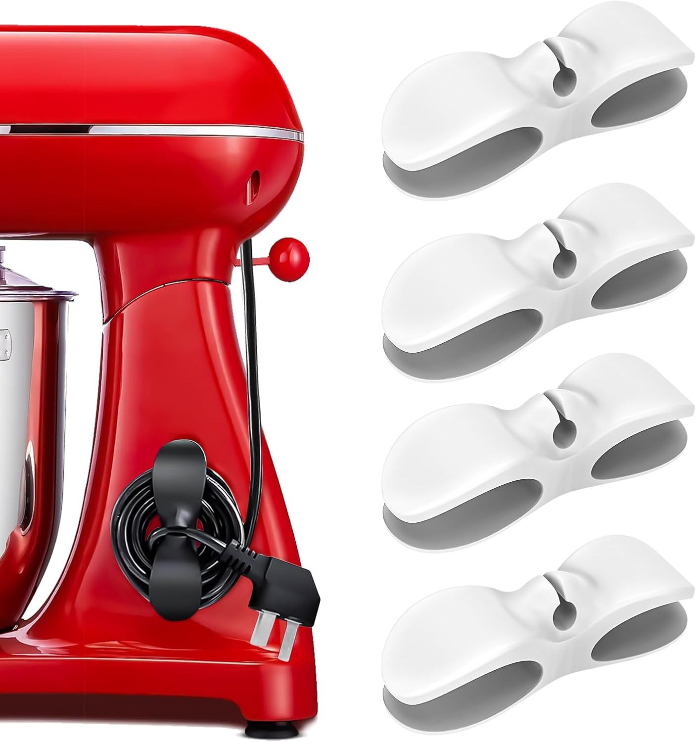 Cord Organizer for Kitchen Appliances, 4 Pack Appliance Cord Organizer Stick On, Cord Wrapper, Cord Holder, Cord Keeper, Kitchen Gadgets for Pressure Cooker, Kitchenaid Mixer, Coffee Maker