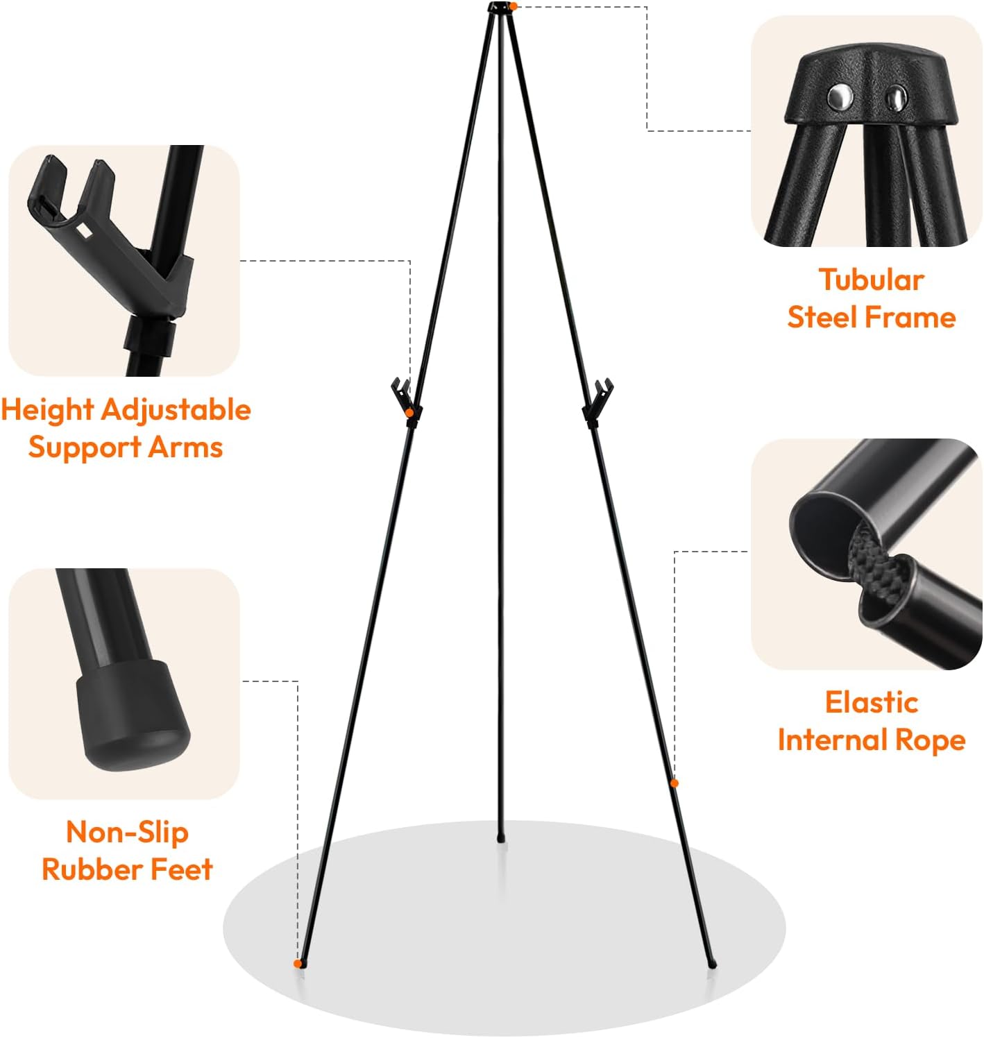 6PCS Black Easel Stand for Wedding Sign Stand, 66 Inch Adjustable Metal Easels for Display, Portable Folding Easel for Wedding, Display Show, Arts, Poster with Portable Bags