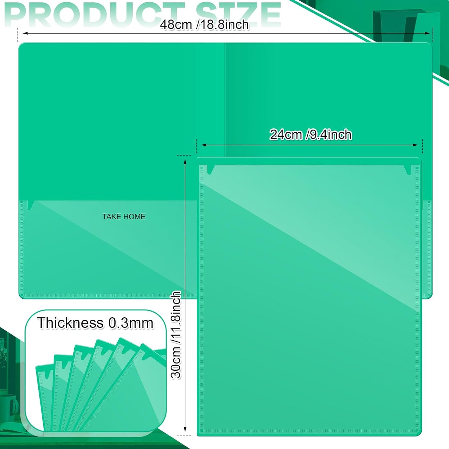 Henoyso 72 Pcs Plastic Take Home Folders with 2 Pockets Parent Teacher Classroom Communication Homework Folder for Students Parent Teacher Connect (Green)