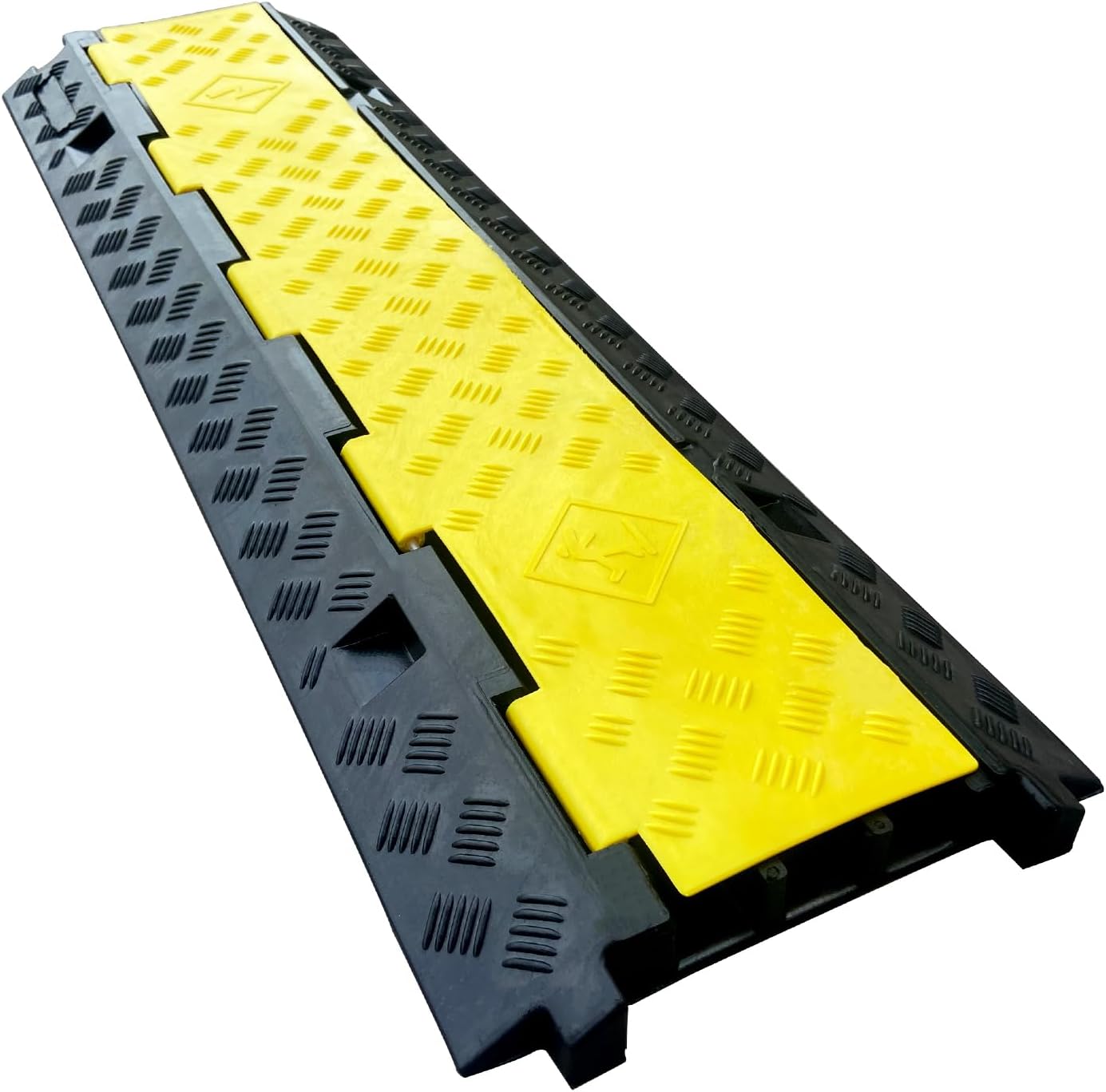 2 Pack Rubber Cable Ramp Hose Cable Protector Ramp 3 Channel 22000Lbs Load Capacity Traffic Speed Bump Wires Power Lines Extension Cord Cover for Indoor Outdoor