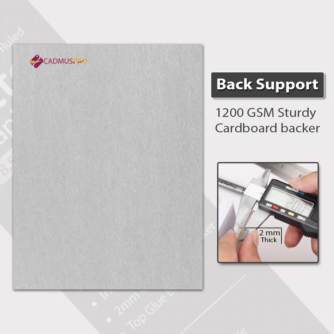 Letter 8.5"x11" Premium Graph Paper Pad, ¼” Quad-Ruled Grid, 21-Gram Thick Paper, Inch-scale, 50 Sheets/sketch Pad, Top Glue Binding. Sketching & Drafting. (3, white)