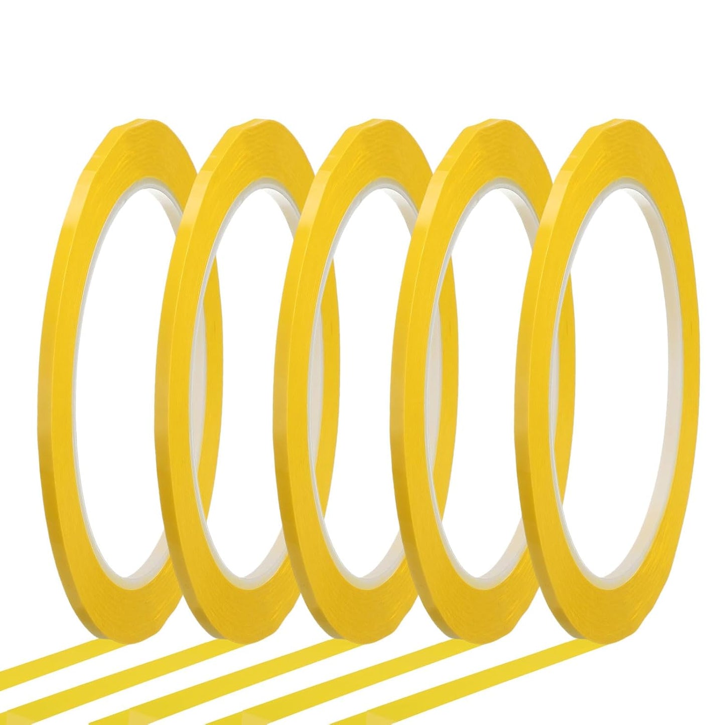 MECCANIXITY Whiteboard Tape 1/8" x 72 Yard Pinstripe Graphic Chart Line Grid Marking Tapes for Classroom Office Dry Erase Board Art, Dark Yellow, Pack of 5