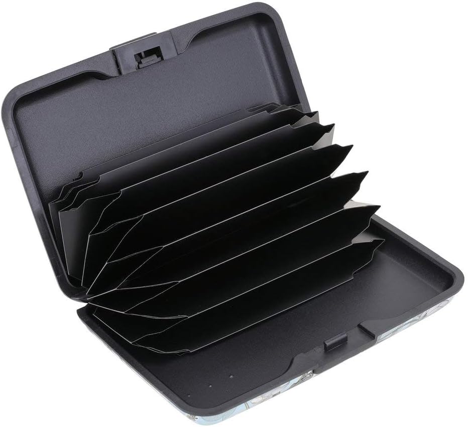 ELFISH Mini RFID Aluminum Wallet Credit Cards Holder Business Card Case Metal ID Case for Men Women (White Lotus)