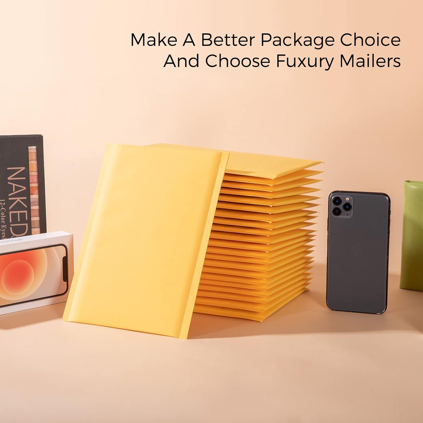 Fuxury Kraft Bubble Mailer 6x10 Inch 50 Pack，Strong Adhesion Padded Envelopes,Self Seal Bubble Envelopes, Waterproof Cushioned Bubble Mailers Packaging for Small Business，Bulk #0 Mailers Yellow