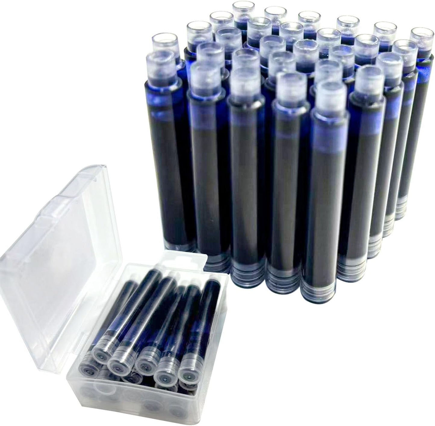 Blue/Black Pen Ink Cartridge Fountain Pen Cartridges Refillable Fountain Pen Cartridge, 3.4 mm Bore Diameter (No Erasable Blue Black)