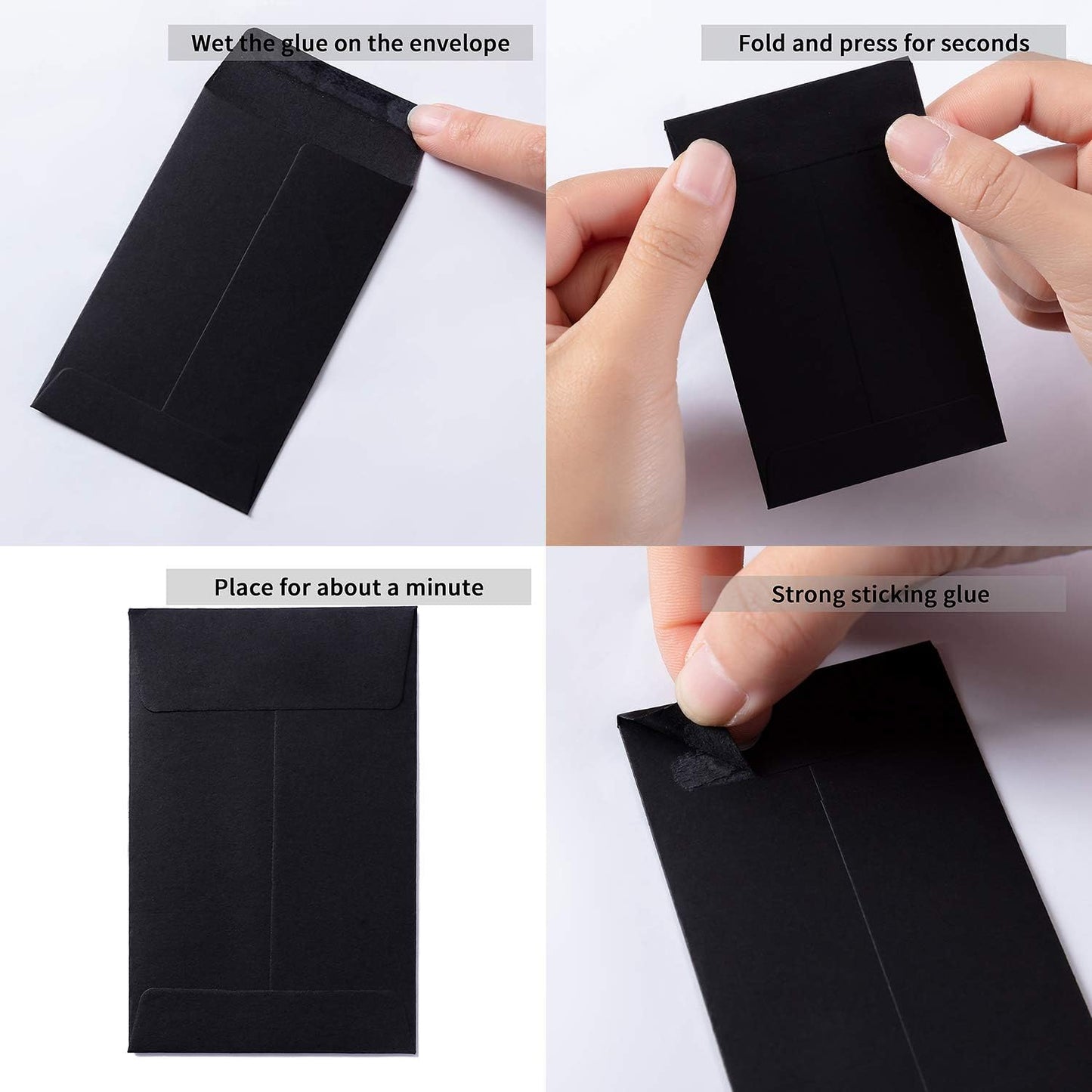 200 Pack Small Coin Envelopes Kraft Paper Seed Envelopes Mini Parts Small Items Stamps Storage Packets Envelopes Self-Adhesive for Garden, Office or Wedding Gift, (2 1/4 x 3 1/2 Inch, Black)