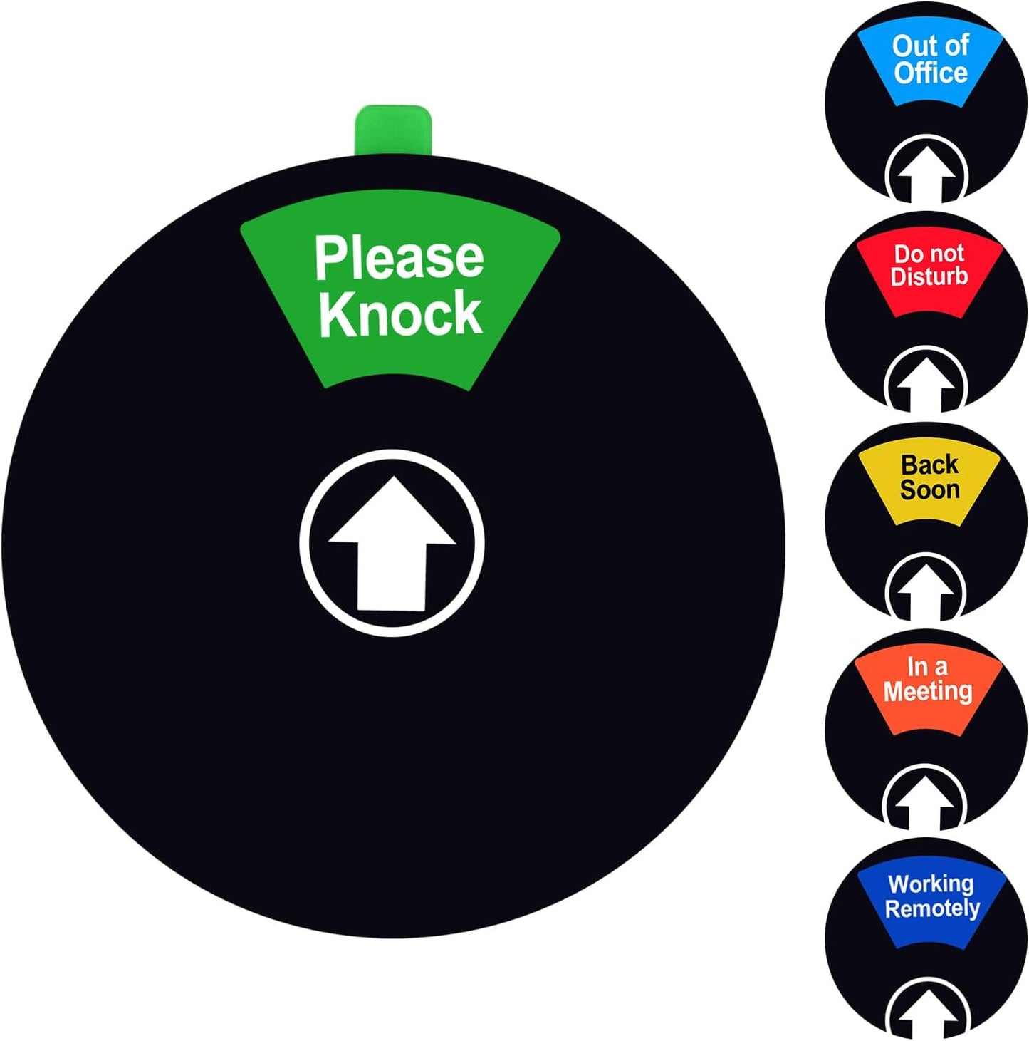 Kichwit 2 Pack Do Not Disturb Sign for Office Door, In a Meeting, Please Knock, Privacy Sign for Offices, 6 Inches, Black