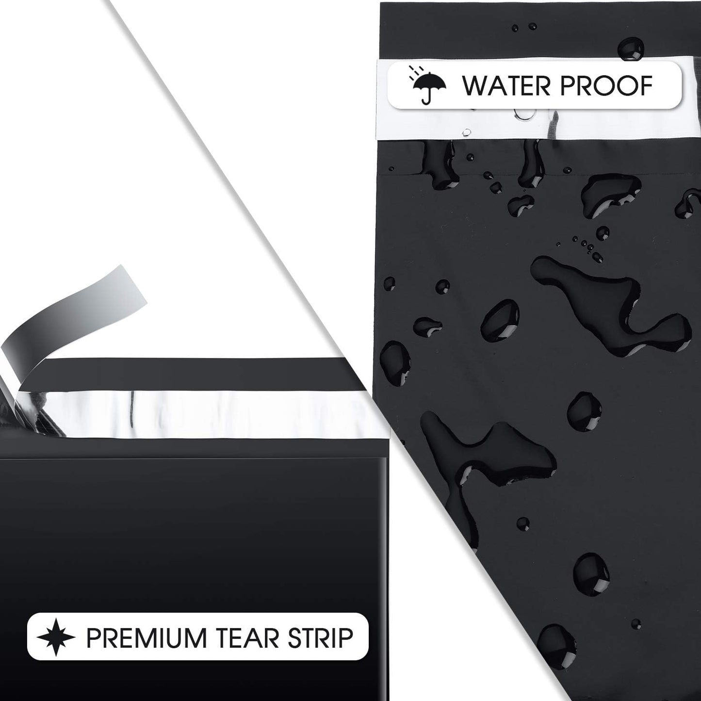 Metronic Black Poly Mailers 14.5x19 Large 100 Pack Self-Seal Shipping Bags, Packaging Envelopes for Small Business, Boutique, Clothing