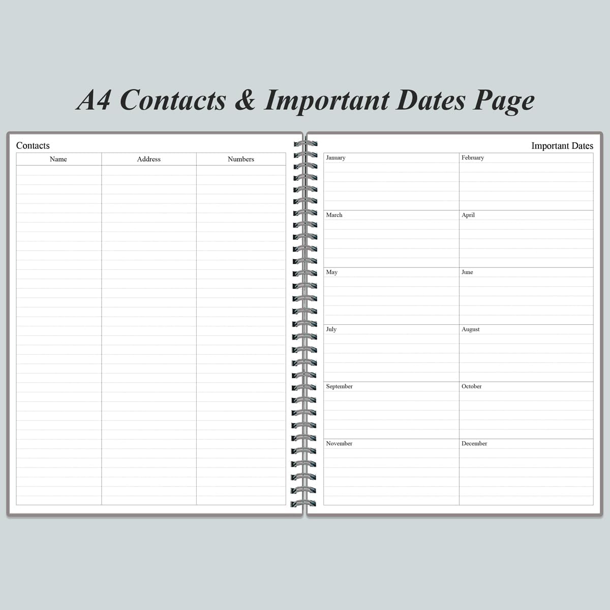 Daily Planner Undated - A4 To Do List Notebook Hourly Schedules, Spiral Appointment Planner for Women and Men,PVC Hardcover, Inner Pocket, Elastic Closure, 8.5" x 11", Grey