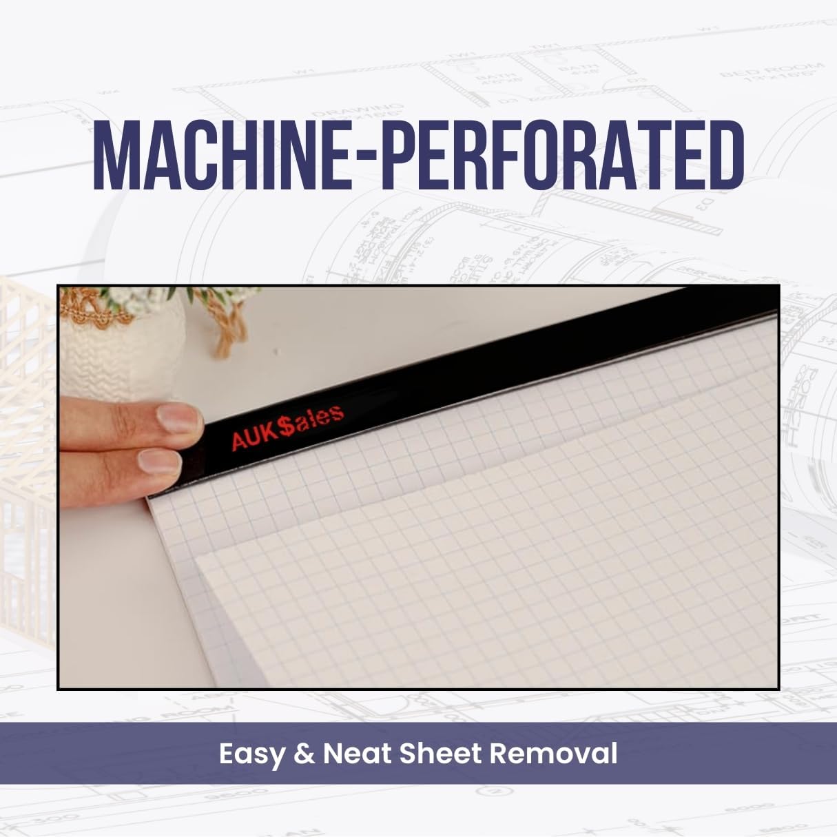 Graph Paper Pad 22"x17", 50 Sheets, Double Sided, 1/4 Inch Grid, 80 GSM, Engineering Drafting Paper for Designers, Blueprint Sketching, Grid-Based Graphing for Architecture, School, Office