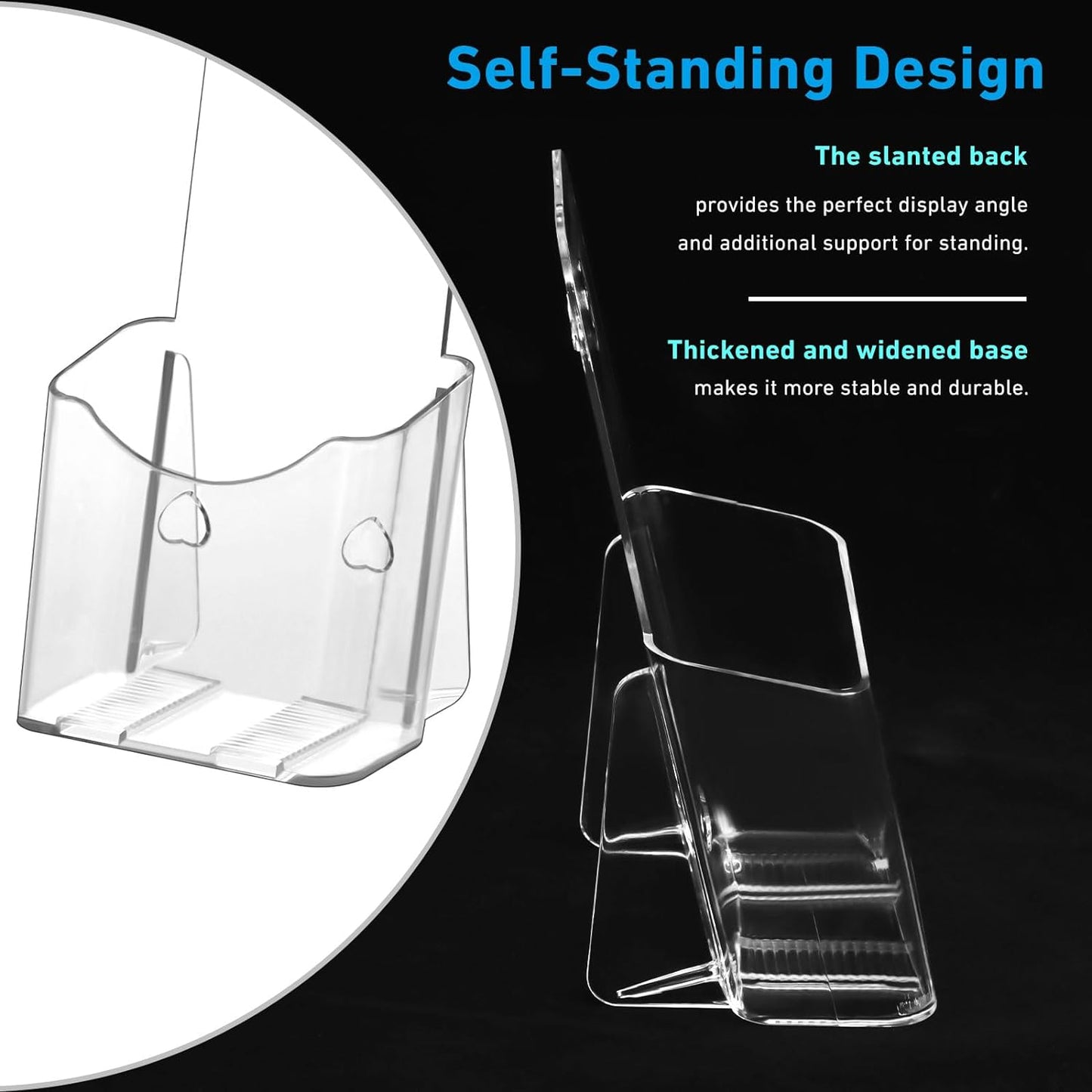 Acrylic Brochure Holder 4x9 Inches Slant Back Design, Clear Display Stand, Plastic Table Stand Sign Holder,Pamphlet Holder Flyer Holder, Acrylic Display Stand, Acrylic Table Signs Plastic Paper Holder for Office, Home, Store, 2 Pack