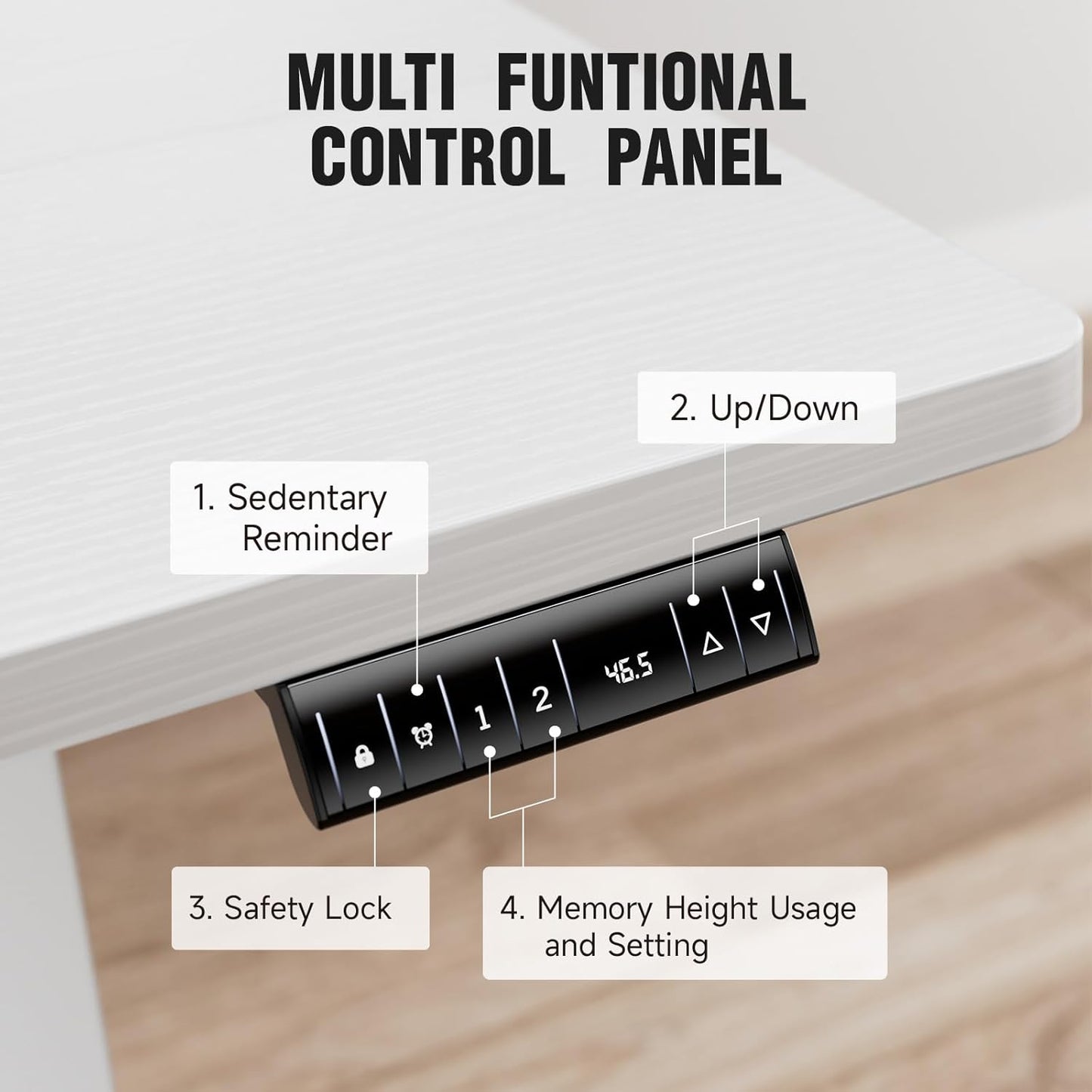 Veken 55 Inch, Height Adjustable Sit Stand Up, Wood Desktop, Work Home Office Computer PC Table, Tall Standup Workstation, Gaming Writing Study Bedroom Rising Desks, White