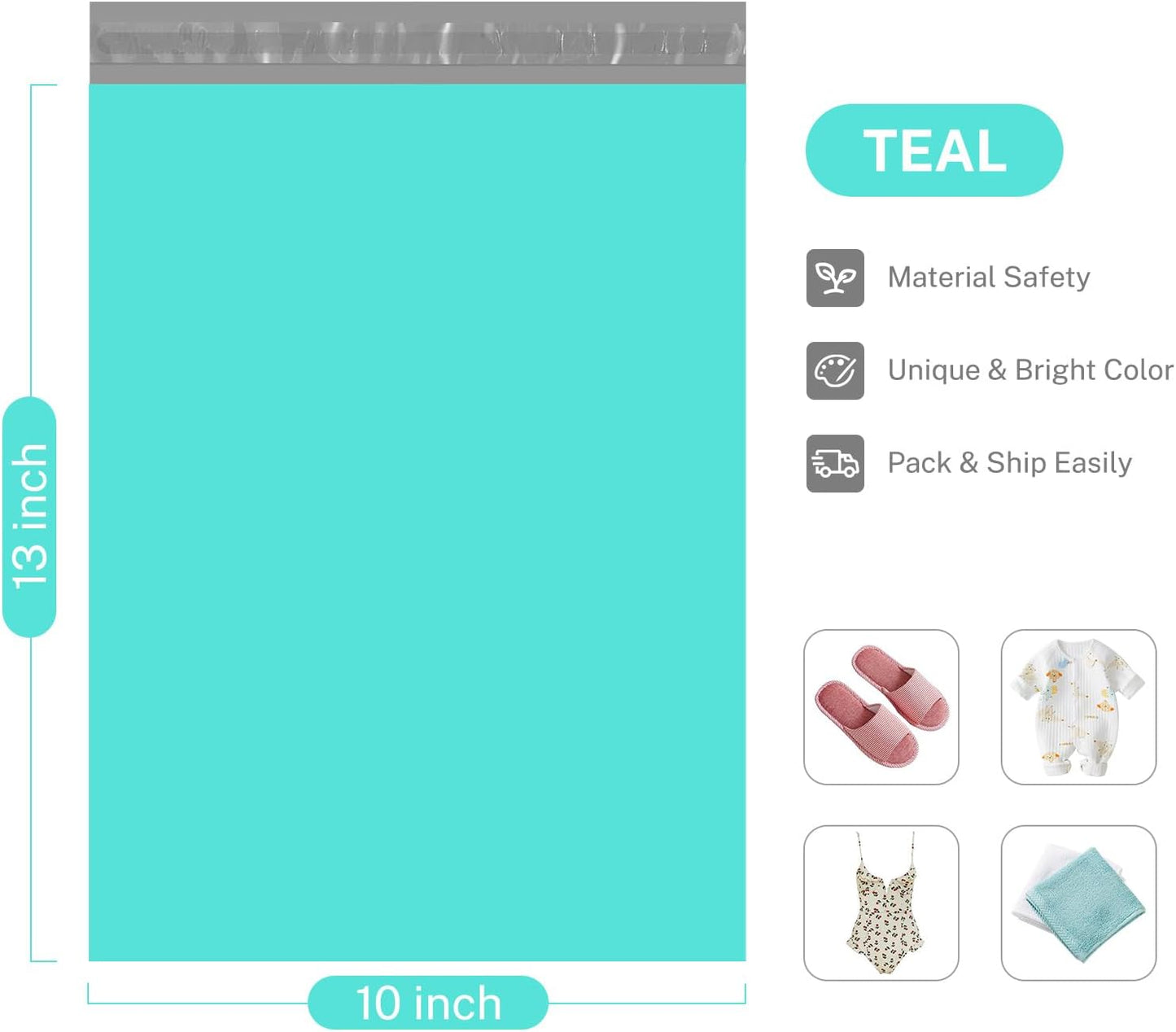 Metronic Poly Mailers 10X13 1200Pack, Strong Adhesive Shipping Bags for Clothing, Waterproof Shipping Envelopes Mailers Poly Bags for Small Businesses, Flexible Packages Bags Teal