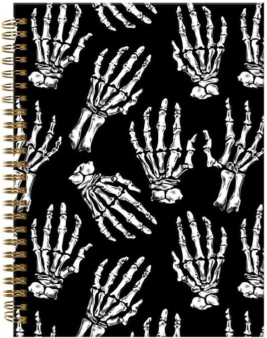 Spiral Journal Notebook,A5 Hardcover Lined Journals for Women Girl 6 x 8.3 in,120 Pages Thick Paper,Cute College Ruled Writing Notebook for Gifts Office Work School(Skull Human Bone Pattern)