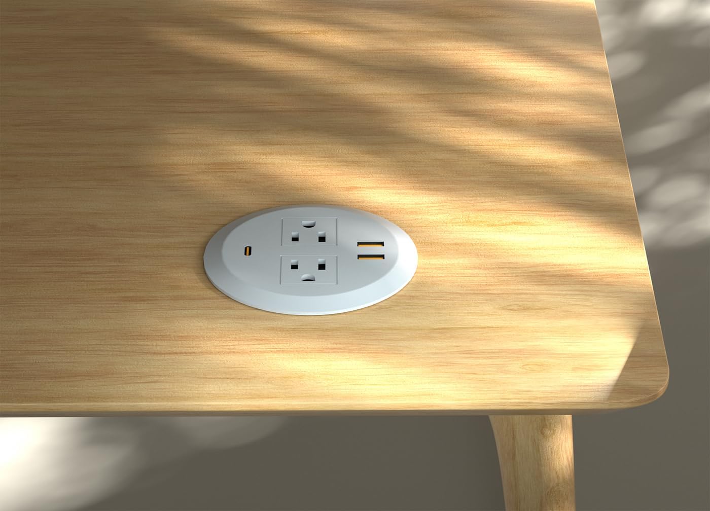 2pcs 3 Inch Desktop Power Grommet,GaN 65W USB C High-Speed Charging Station,3-USB Port,Flush Mounted for 3-1/8" Round Holes,Flat Plug.Desk Grommet Outlet for Workspace,Laptops,6.3ft,White