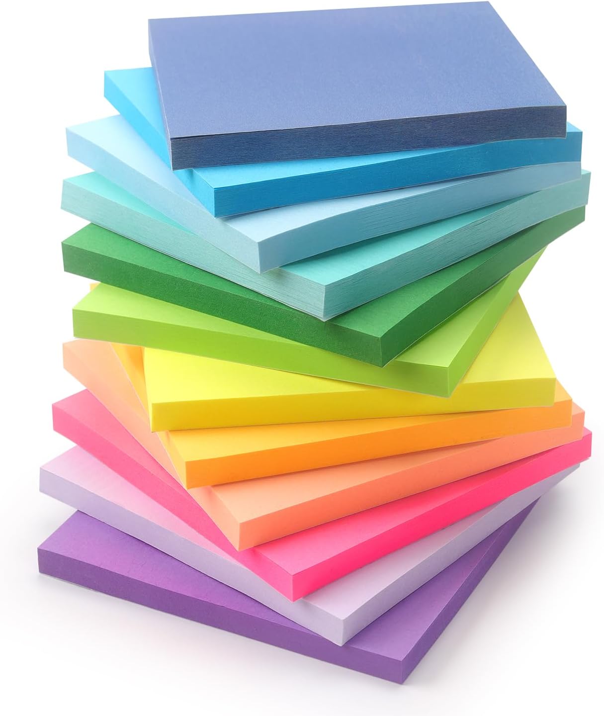 12 Pack Bright Colors Sticky Notes 3x3 Inch, Strong Sticky Self-Adhesive Notepads, 50 Sheets/Pad, 12 Multicolor for Office, School, and Home Organization